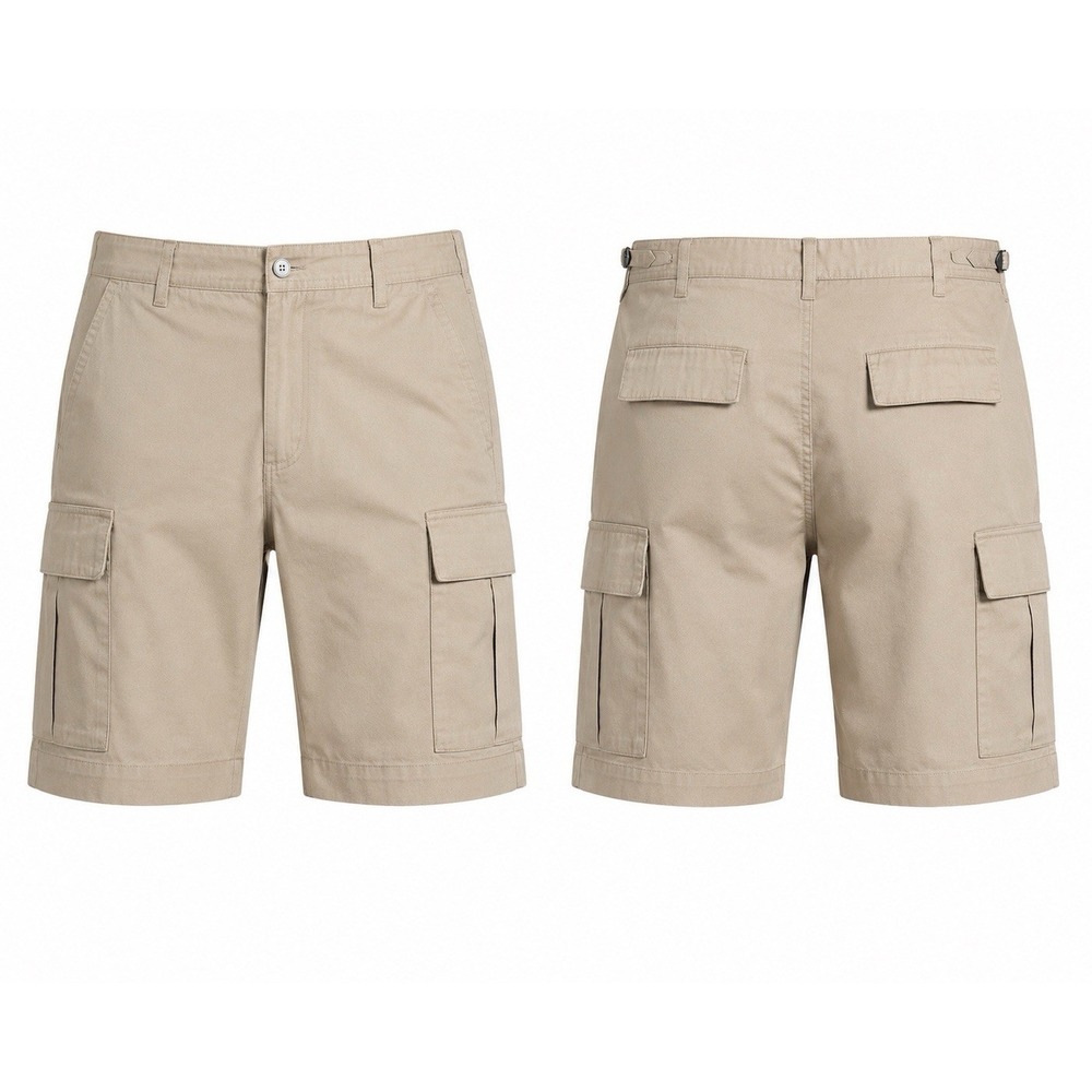 Saddlebred Big And Tall Men's 46W Khaki Pleated Cargo Chino Shorts 100% Cotton